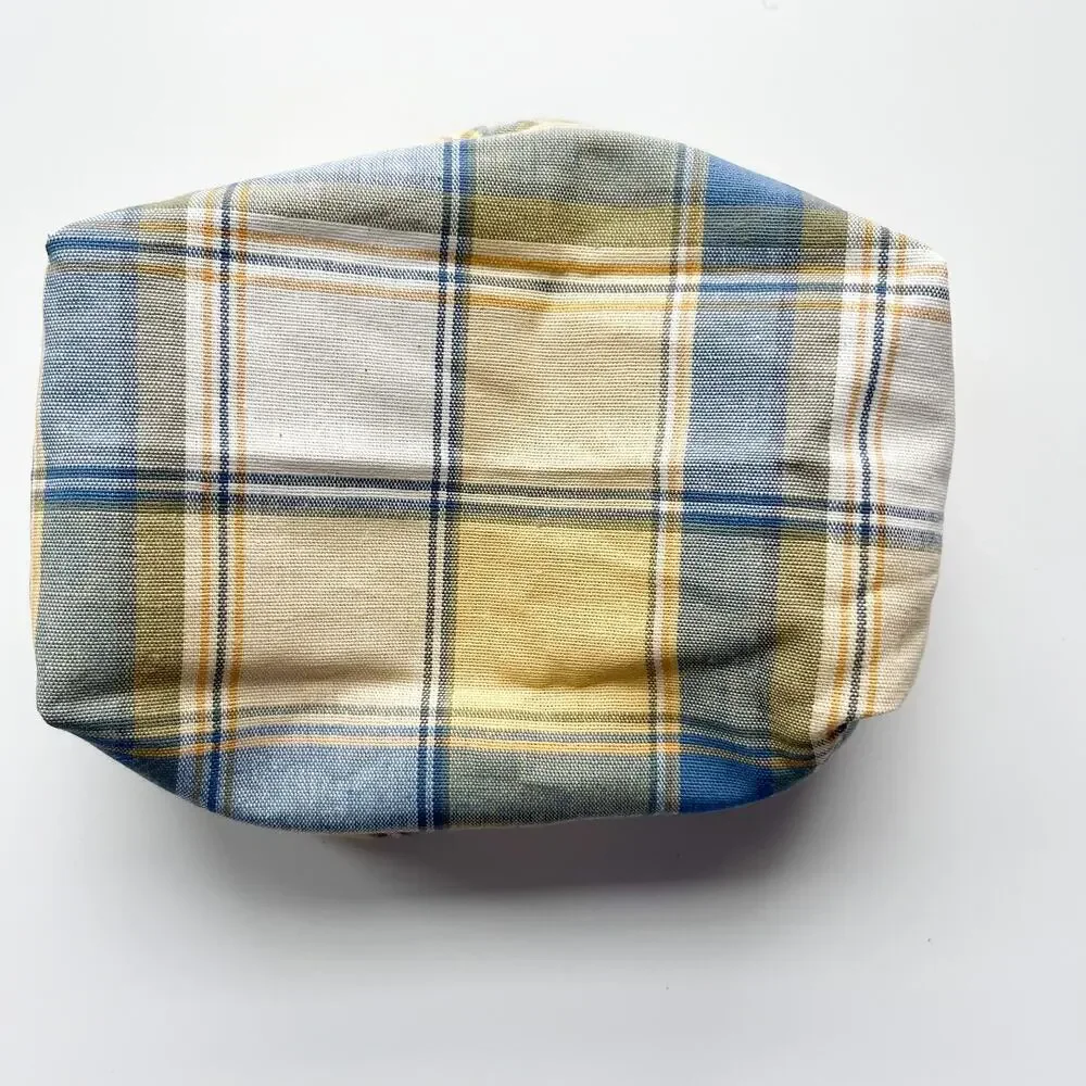 Longaberger 2001 Bee‎ Basket Fabric Liner Cornflower Plaid Yellow Blue